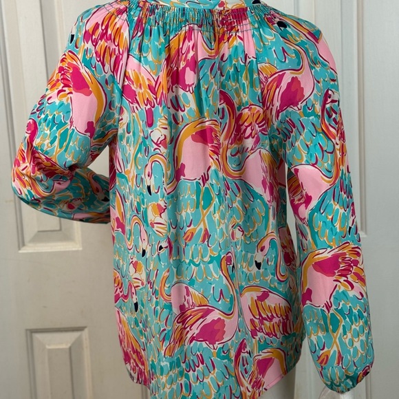 lilly pulitzer womens top flamingo print size medium - Picture 5 of 15